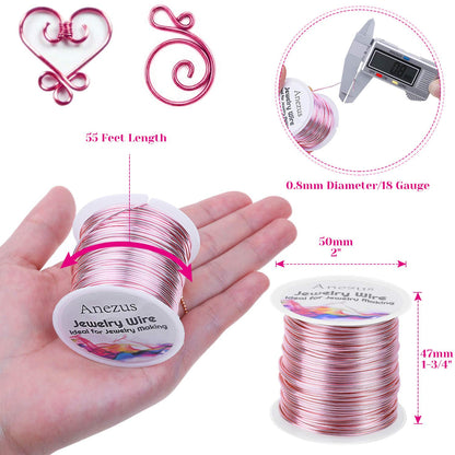 Anezus 18 Gauge Jewelry Wire for Jewelry Making, Anezus Craft Wire Tarnish Resistant Copper Beading Wire for Jewelry Making Supplies and Crafting (18 Gauge, Rose Gold)