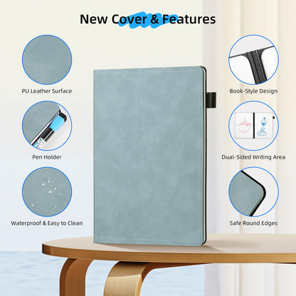AGM Portable White Board Dry Erase Notebook, 8.4" x 6" Double Sided Folding Whiteboards with 3 Pens, Small Travel Dry Erase Board Skin-Friendly Material for Study, Meeting, Planning, Ocean Blue
