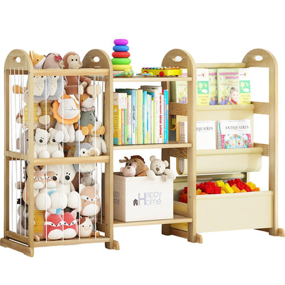 Orekemo Kids Bookshelf and Toy Storage Organizer, 3-Tier Book Shelf with Stuffed Animal Storage, Kids Toy Book Storage for Bedroom Playroom, Wooden Toy Organizer with 3 Shelves, 49.4" W