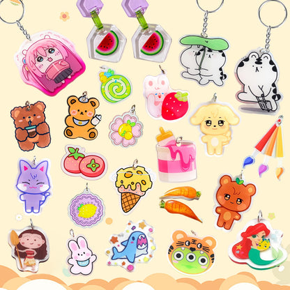 Gushu 235 Pcs Shrinky Plastic Sheets Keychain Kit, 40 Pcs Shrink Paper Sheets, Hole Punch, Pencils, Keychains, Accessories for DIY Crafts, Creative Handprint Art for Teens & Adults