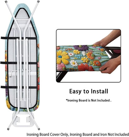Sprowallow Colorful Daisy Ironing Board Cover Heavy Duty Iron Pad Covers Stain