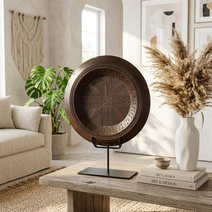 Sagebrook Home Boho Decorative Sculpture - Handcrafted Wood & Metal Artwork - Rustic Tabletop Accent for Home & Office - Stylish Living Room & Bedroom Decor - 24" Brown
