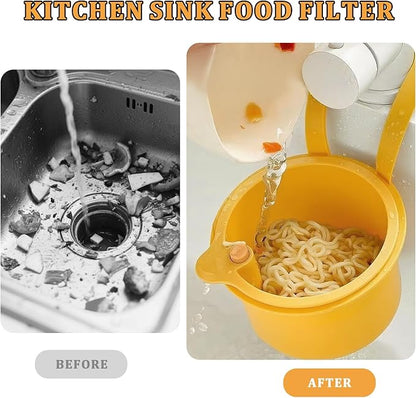 Sink Strainer Basket with One-Touch Drain Mesh, Snap-On Strap & Detachable