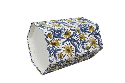 3.3 Gallon Cotton Hand Block Printed Paper Waste Basket |Small Decorative Trash Can for Housewarming Gifts in Living Room, Bedroom, Bathroom | Eco-Friendly, Plastic-Free (1, Blue Yellow FLOWAR)