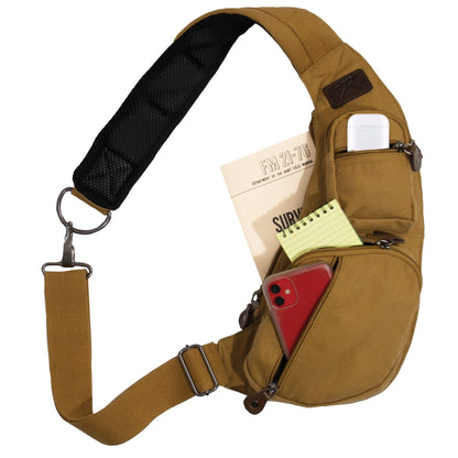 Rothco Vintage Canvas Crossbody Sling Bag – Compact Travel Shoulder Backpack 2L Storage
