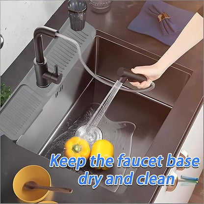 24 Inch Light Gray Durable Faucet Mat, Silicone Kitchen Sink Splash Guard