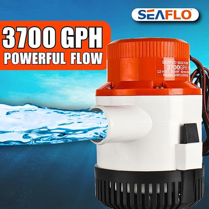 SEAFLO 01 Series 3700 GPH Bilge Pump – 12V, 1-1/2" Outlet, Marine Submersible Pump with Anti-Airlock Protection, CE & Rohs Certified, 4-Year Warranty | Reliable for Boats and Marine Applications
