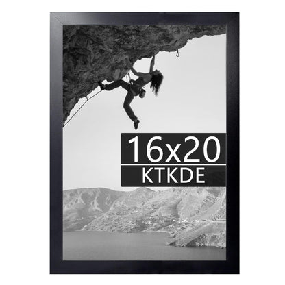 KTKDE 16x20 Picture Frame Wooden Black,Poster Frames with Polished Plexiglass, Wall Gallery Photo Frames Decorating for Minimalist Style Suitable,Any style Best gift
