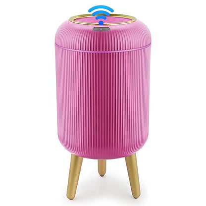 Pukomc Smart Sensor Wastebasket, Convenient and Hygienic Easy to Use, Technology Sensor Waterproof Wastebasket Plastic Trash can for Kitchen, Bathroom, Bedroom, Living Room, Office and Outdoor Pink