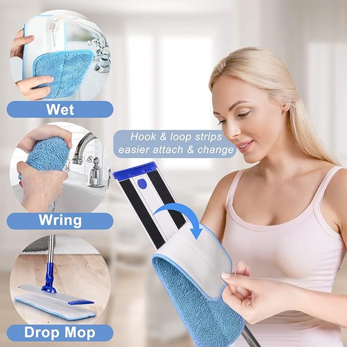 18" Professional Microfiber Mop Floor Cleaning System, Flat Mop
