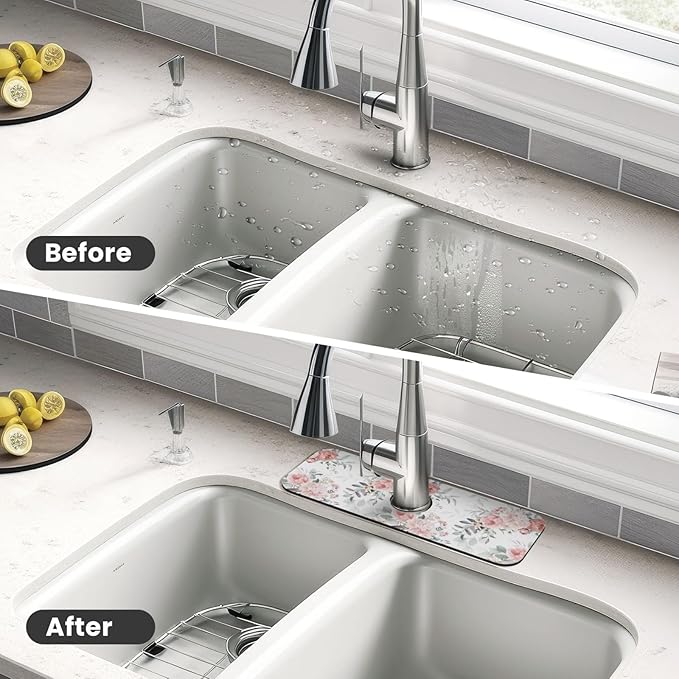 Peony Peonies Pink Flowers Leaves Watercolor Floral Kitchen Sink Splash Guard