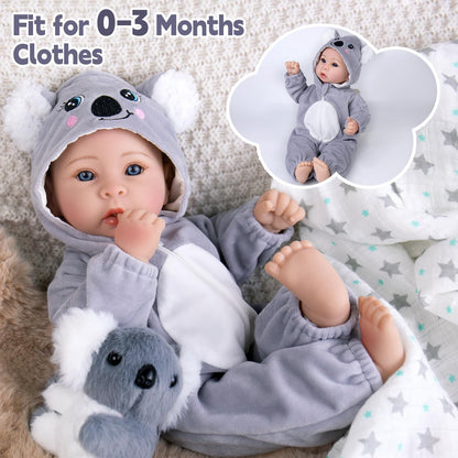Aori Boy Baby Dolls 17 inches, Real Life Baby Boy Doll with Feeding Kit Included, Life Like Baby Dolls that Look Real, Newborn Baby Boy for Kids, Birthday, Pretend Play
