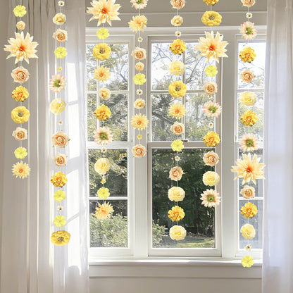 RUIDKUN Fake Flowers Heads Bulk Yellow Mini Artificial Silk Flower for Crafts, Small Artificial Daisy Roses Faux Flowers for Graduation Cap DIY Cake Wedding Party Home Garland Decoration