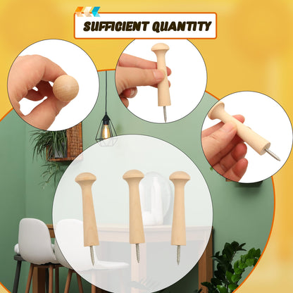 Kugliwa 36 Pcs Wooden Shaker Peg Unfinished Wood Shaker Racks DIY Wood Wall Hooks with Screws for Hanging Clothes Hats, 3.62 Inches
