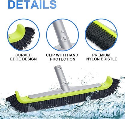 Sepetrel 17.5" Pool Brush Head for Cleaning Walls, Heavy Duty Inground/Above