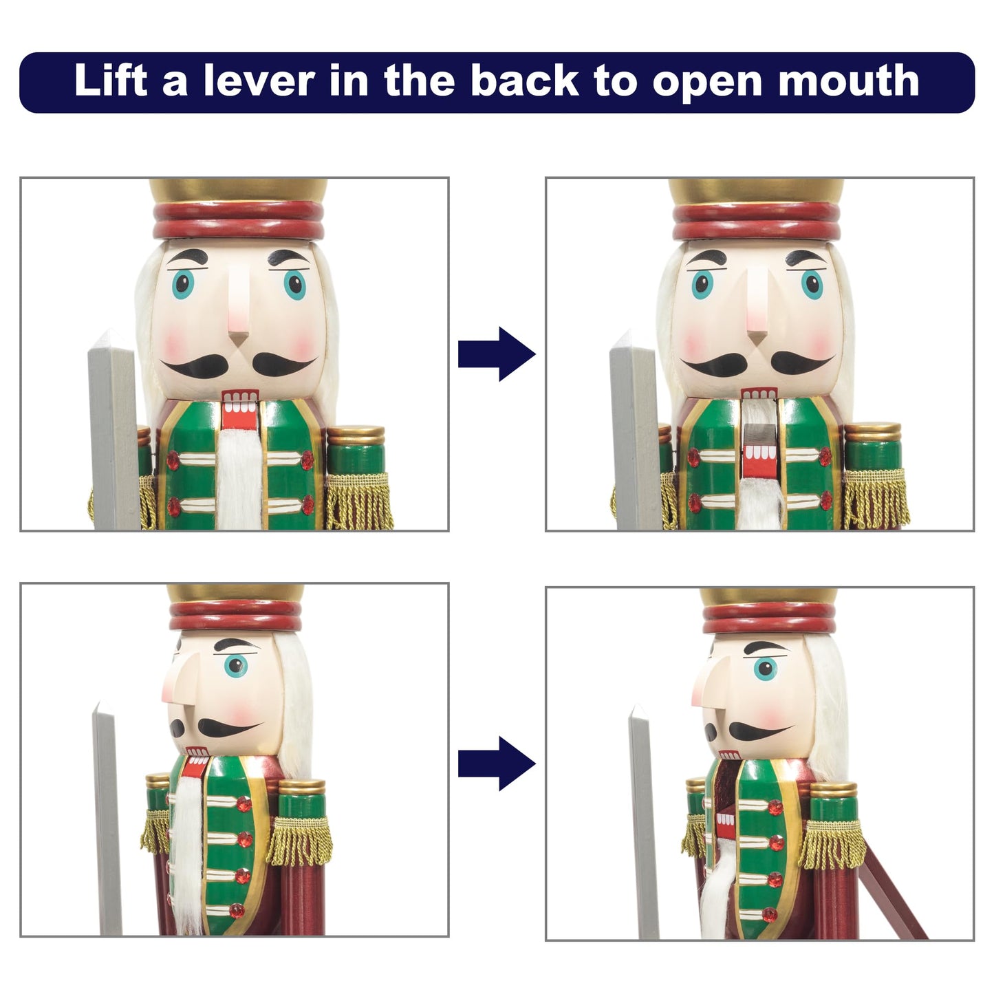 KI Store 4ft Christmas Nutcracker Wooden King Soldier Nutcracker Figurine for Front Door, Porch, Christmas Tree, Mantel, Fireplace