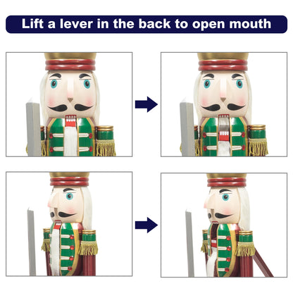 KI Store 4ft Christmas Nutcracker Wooden King Soldier Nutcracker Figurine for Front Door, Porch, Christmas Tree, Mantel, Fireplace