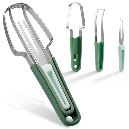 3-in-1 Watermelon Slicer Tool — Stainless Steel Portable, Mess-Free Multi-Use Kitchen Gadget for Summer Picnic, BBQ, Pool Party, Family Hosting, Hostess Gift — Watermelon Cutter Slicer Tool Kit