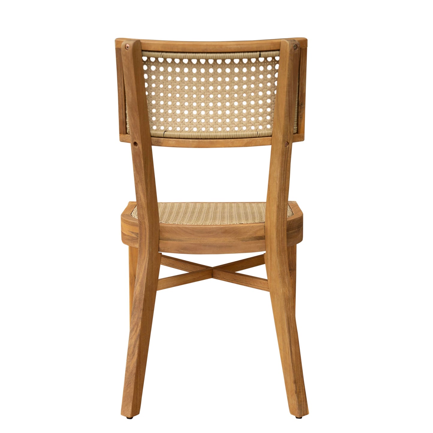Christopher Knight Home Neeko Acacia Wood Patio Dining Chairs Set of 2, Wooden Outdoor Kitchen Side Chair, Wicker Garden Chair Set for Dining Table, Patio Furniture Extra Seat, Light Brown + Teak