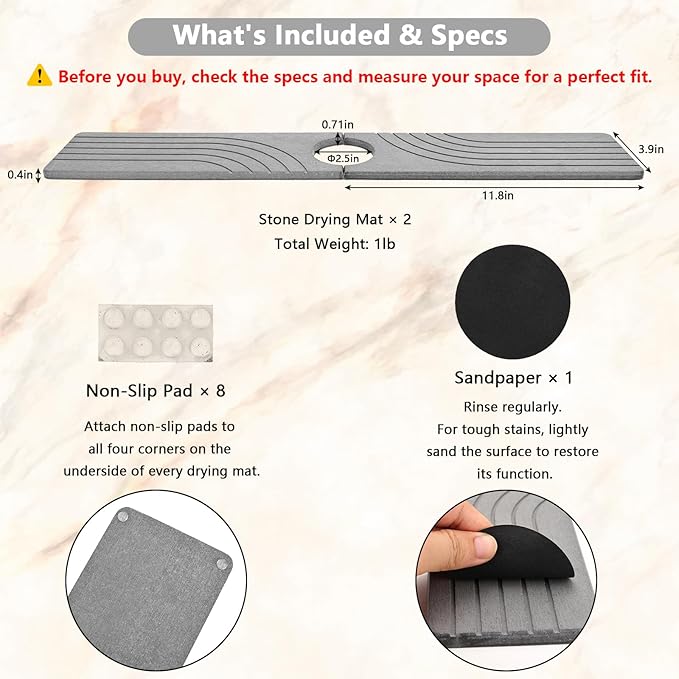 Stone Faucet Mat for Kitchen Sink