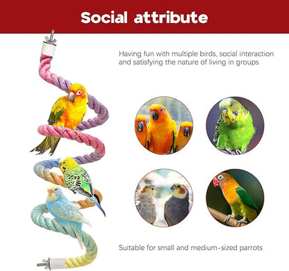Bird Rope Swing Toy Parrot Climbing Perch Stand for Cockatiel Conure Cage Hanging Decor Parrot Natural Wood Stand Perch, Swing Natural Parrot Perch(Color)