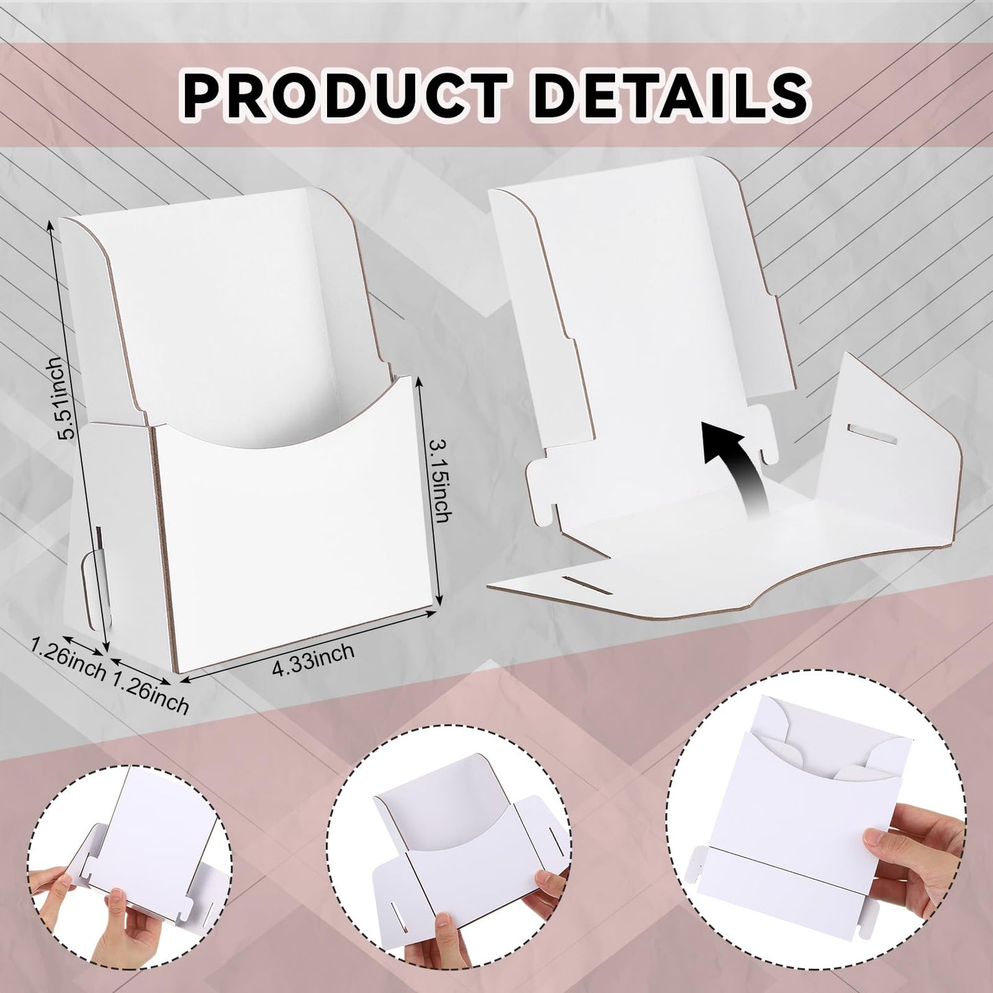 Dianelhall 25 Pcs Corrugated Trifold Brochure Holder 4.33 x 5.51 Inch, Rack Card Holder Literature Paper Flyer Display Stand Bookmark Display for Magazine, Pamphlet, Booklets, Menu, Offices