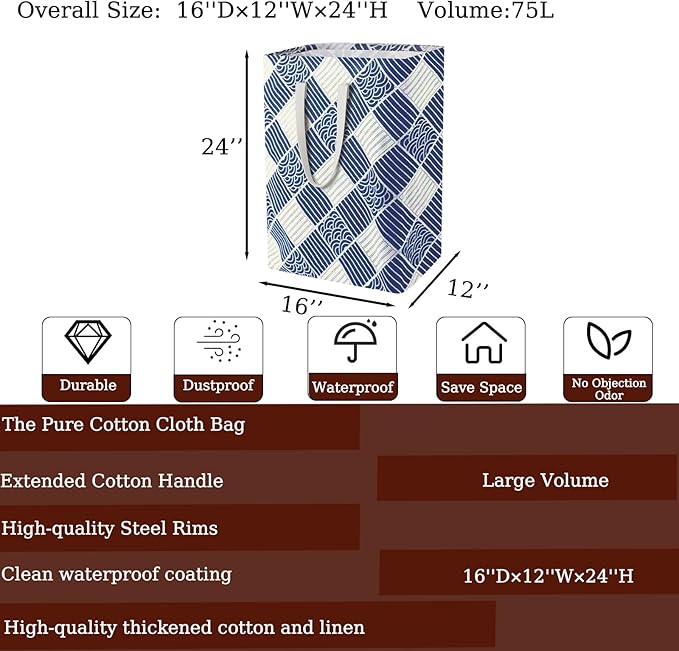 Waterproof Laundry Hamper Collapsible Laundry Basket Leather Handle Laundry Bag