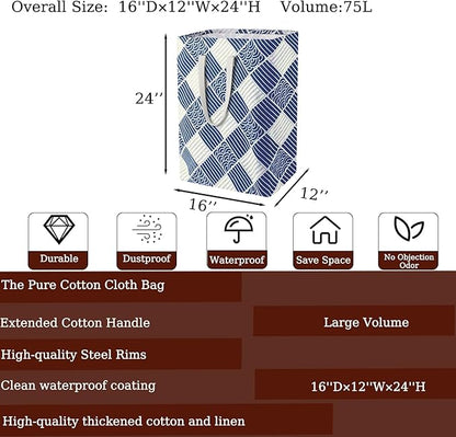 Waterproof Laundry Hamper 75L Collapsible Laundry Basket Extended Cotton Handle