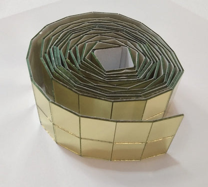 250PCS of 3/4'' Glass Mirror Roll Tiles for Crafts, 2CM Mini Square Glass Mirror Tiles Self Adhesive Mirror Strips for Wall (2.5 Meters, Gold Mirror)