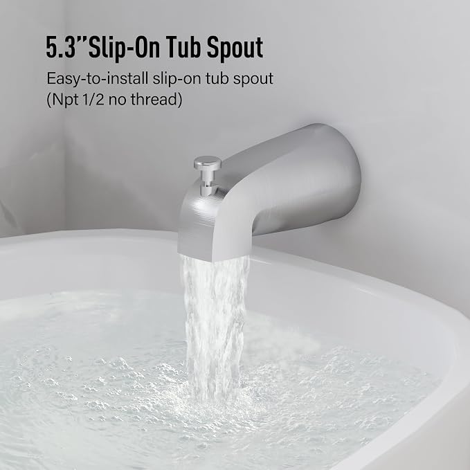 Esnbia Shower Tub Kit, Tub and Shower Faucet Set（Valve Included) with 6-Inch Rain Shower Head and Tub Spout, Single-Handle Tub and Shower Trim Kit,Brushed Nickel
