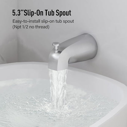 Esnbia Shower Tub Kit, Tub and Shower Faucet Set（Valve Included) with 6-Inch Rain Shower Head and Tub Spout, Single-Handle Tub and Shower Trim Kit,Brushed Nickel
