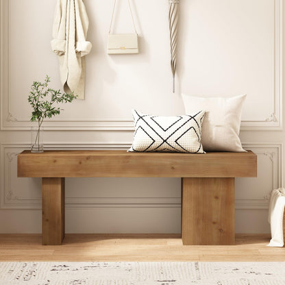 WINWY Farmhouse Solid Wood Entryway Bench, 47.3" Rustic End of Bed Bench for Bedroom, Handcrafted Accent Seating for Dining, Kitchen, Hallway, Living Room - 15 Min Assembly