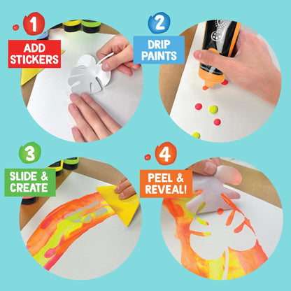 Bright Stripes iHeartArt Squeegee Art Kit for Kids - Easy to Use Squeegee Arts & Crafts Painting Set for Kids Ages 6+ with Paint, Paper, Stickers & Tools, Mess Free Coloring & Educational Art Supplies