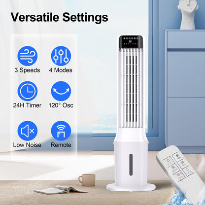 Uthfy 41" Portable Air Conditioners, 120° Oscillating Cooling Fans that Blow Cold Air with 24H Timer,4 Modes&3 Speeds,Dual Water Tank, 4 Ice Packs, Remote, Portable AC, 3 In 1 Swamp Cooler for Bedroom