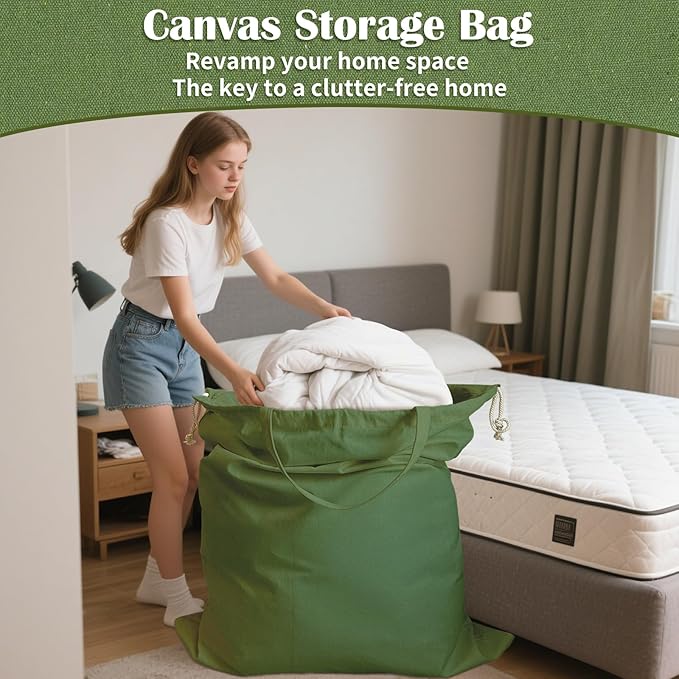 Canvas Laundry Bag 40"W x 35"H, Thick Canvas Laundry Bag