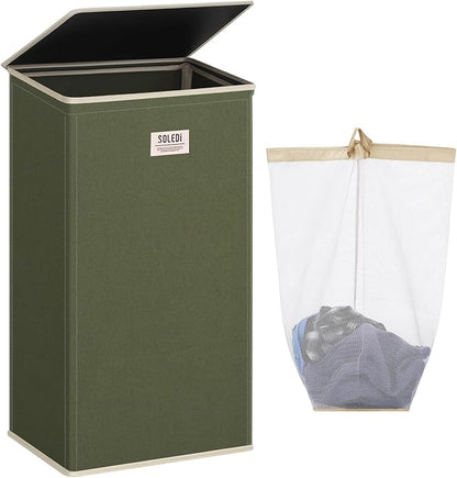 SOLEDI Laundry Hamper with Lid 100L Large & Tall Collapsible Laundry Basket