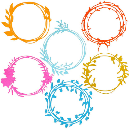 Nuenen 6 Pieces Wreath Die Cuts for Card Making Metal Circle Round Flower Die Cuts for Paper Crafts Border Stencils for Card Making Supplies DIY Craft, 6 Styles