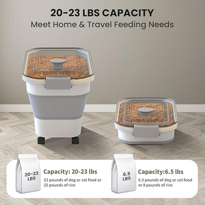 20-23 Lbs Dog Food Storage Container, Collapsible Dog Food Container
