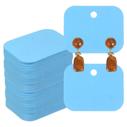 PATIKIL 400Pcs Earring Display Cards, 1.6"x2" Kraft Paper Stud Earring Holder Card, Blank Hanging Tag 2 Holes for Ear Stud Small Jewelry Selling Packaging Supply, Blue