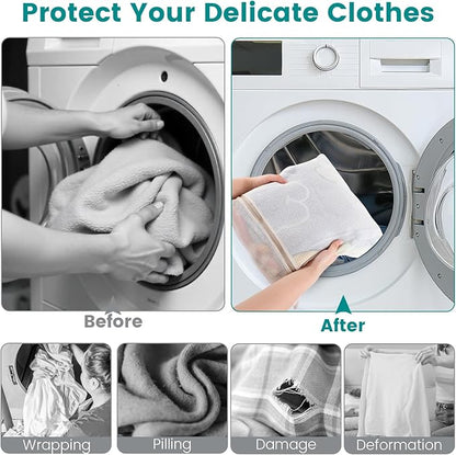 4Pcs Durable Cotton Mesh Laundry Bags