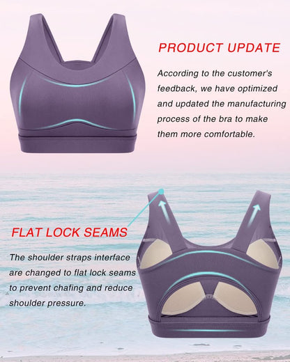 RUNNING GIRL High Impact Sports Bras for Women,Racerback Bra Workout Crop Tops for Women(WX2667 Purple,L)