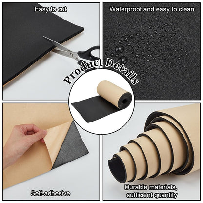 ACRNIGHEET Adhesive Foam Sheets, Closed Cell Foam Padding, 12" W x 1/4" T x 118" L Neoprene Foams Roll for DIY Gaskets Crafts Liner Pads Seals Multi-Function Soundproof Foams Pad