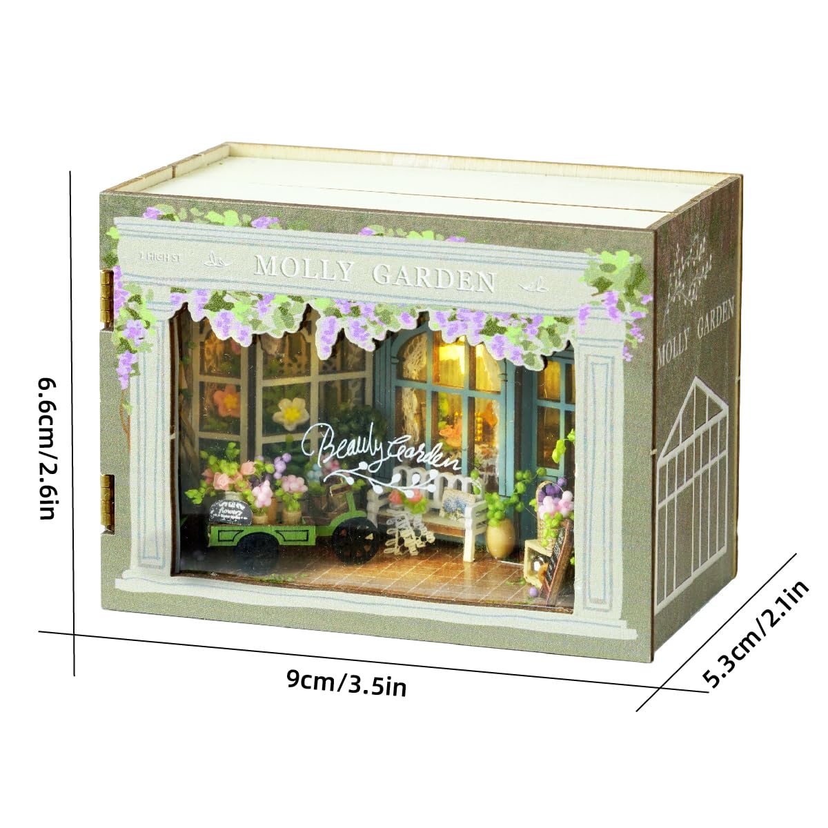 ESTUSR DIY Miniature Dollhouse Kits - Wooden Mini Model House with LED Lights, Tiny Furniture & Accessories – Craft Building Kits for Teens & Adults (Molly Garden) – Birthday Valentine's Gift
