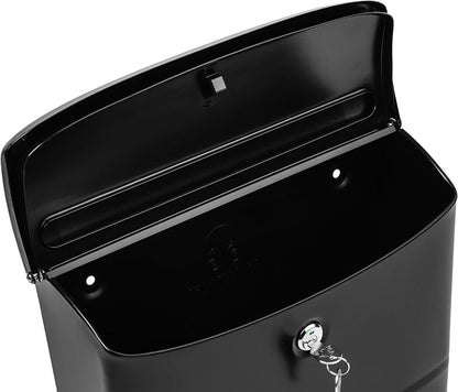 Architectural Mailboxes Princeton™ Locking, Wall-Mounted Mailbox for Outside, Metal Galvanized Steel Medium Mail Box with Lock and Key Drop Box, Black (Pack of 2)