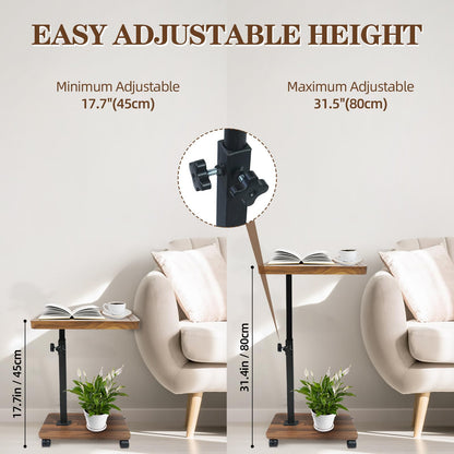 Xiyilike C Table Side Table End Table Adjustable Height，C Shaped End for Couch，Snack Tables,360°Swivel TV Tray Sofa Table， for Small Spaces，Side Tables Living Room and Bedroom for Sofa, Bed,Chair