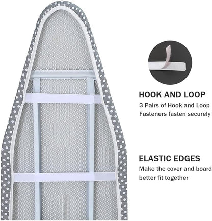 Ironing Board Cover and Pad Standard Size 15 x 54, 3 Pairs of Hook and Loop