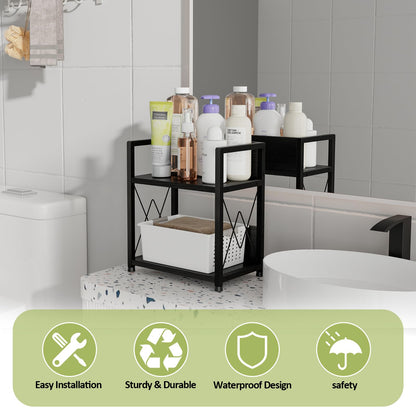 Aduanbang Coffee Bar Accessories Organizer, Seasoning Organizer, 2 Tier Wooden Kitchen Counter Shelf, Coffee Organizer Station for Countertop, Coffee Condiment Rack for Mugs, Cups, Cream, Syrup