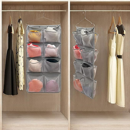 Dual Sided Hanging Closet Organizer Durable Socks Stocking Clothes Bra