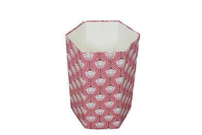 Generic 3.3 Gallon Cotton Hand Block Printed Paper Waste Basket |Small Decorative Trash Can for Housewarming Gifts in Living Room, Bedroom, Bathroom | Eco-Friendly, Plastic-Free (1, PINK LOTS)