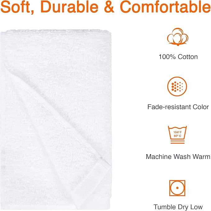 Amazon Basics Soft and Thick Cotton Hand Towels, 16 x 26 in